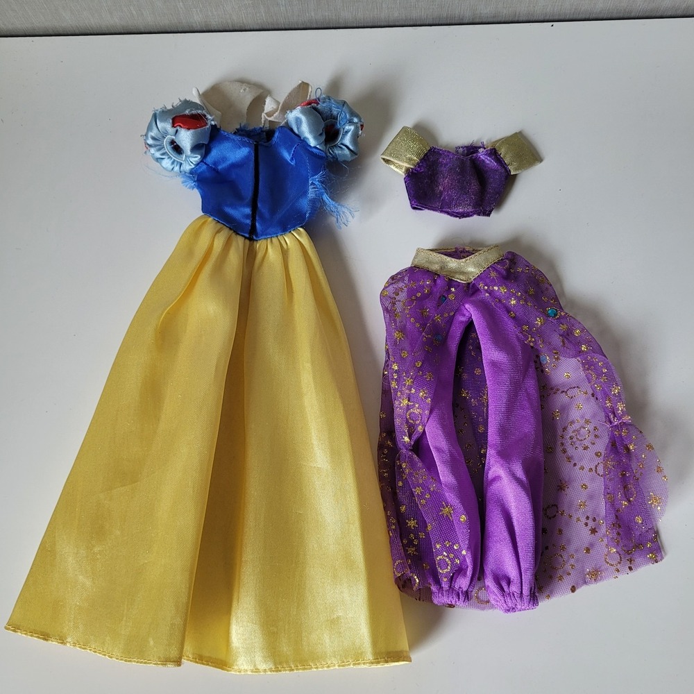 Vintage Disney Princess Doll Clothes Lot Jasmine Purple/Snow White As-Is Salvage